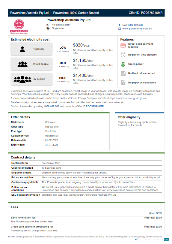 download download AUSTRALIA POWERSHOP utility bill Word and PDF template PDF template PDF template
